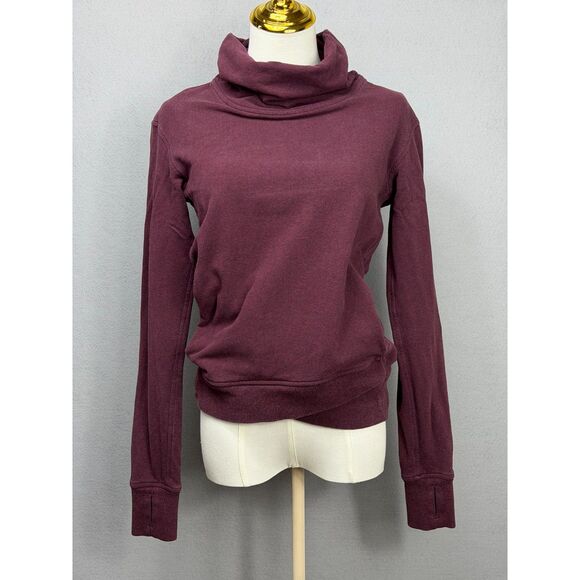 lululemon athletica Tops - Lululemon Sweatshirt Womens 4 Red Cowl Neck Pullover Zip Pocket Logo Yoga Top